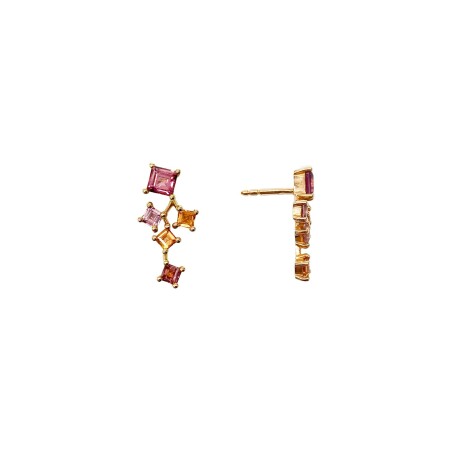 Boucles d'oreilles Isabelle Barrier en or rose et pierres fines